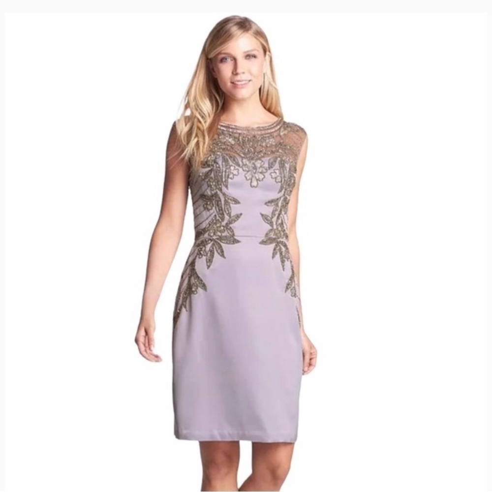 Sue Wong Platinum purple beaded Sequin cocktail dress size 0 NWT